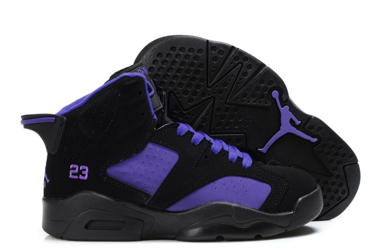 Cheap Air Jordan Shoes 6 Black Purple For Kids